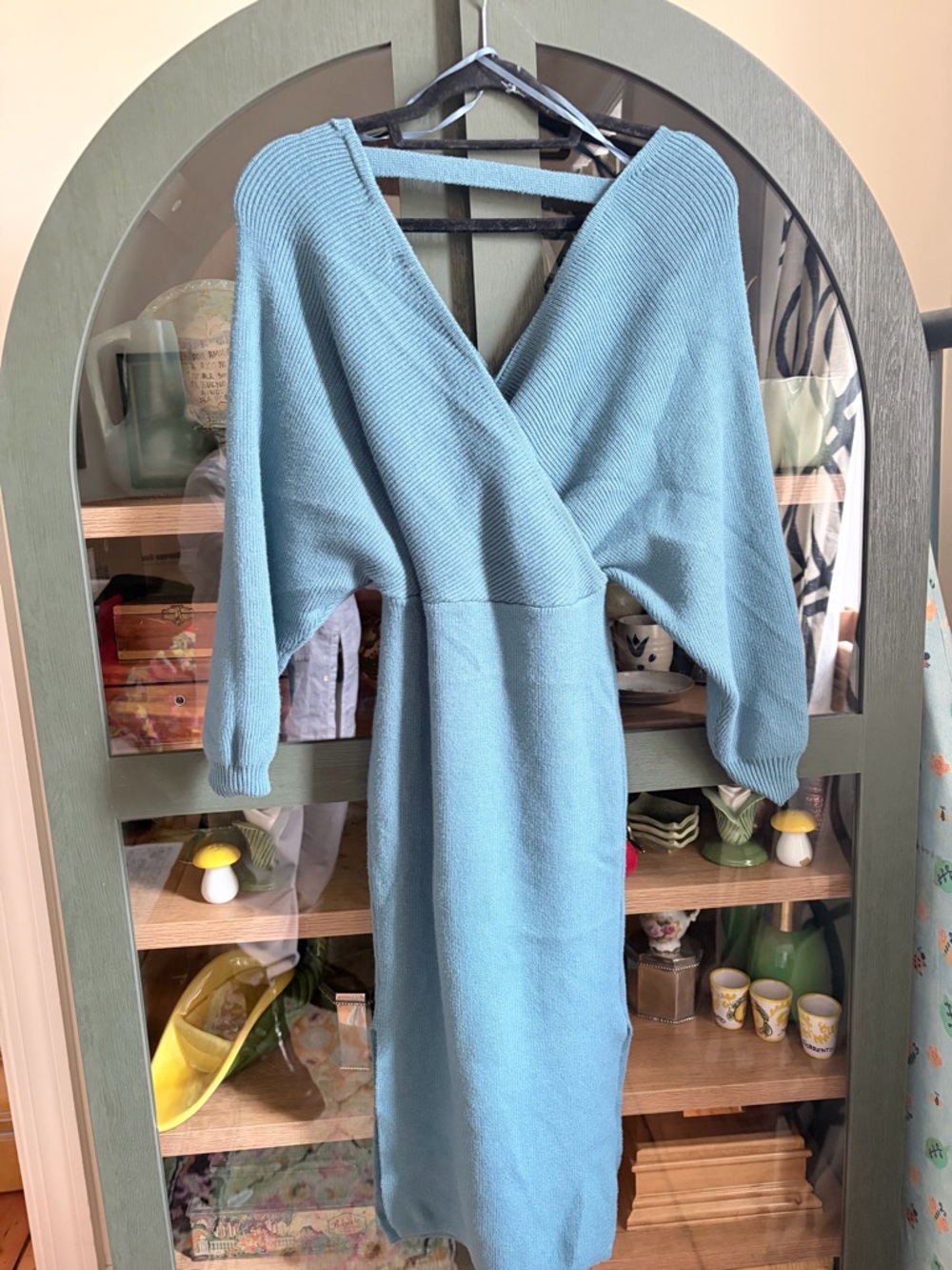 Fashion Nova Light Blue Knit Midi Dress